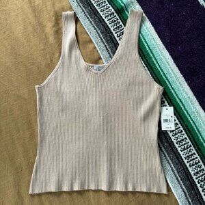 Ophelia Roe Tan Ribbed V Neck Tank NWT
